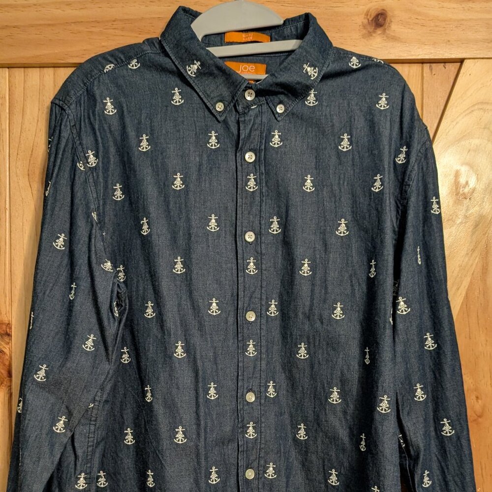 Joe Fresh Button Down Pirate Shirt NAVY Large